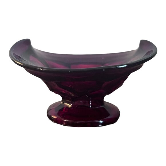 Ruby Red Bowl Trinket Candy Dish Pedestal Wavy Rim 5"X4"X2.5" Tall - Picture 5 of 11